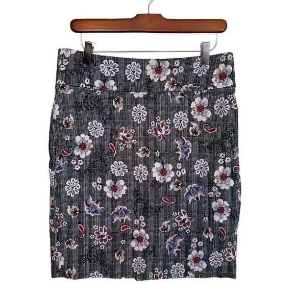 MARGARET M Christiana Pencil Knee Length Skirt Grey Floral Size Medium‎ - Picture 2 of 13
